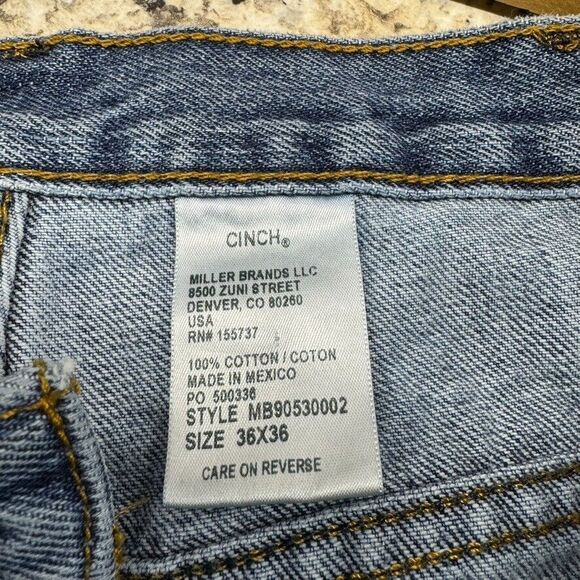 Cinch Jeans Mens 36x36 Original Fit Distressed MB90530 002 Western Green Label - Picture 3 of 12